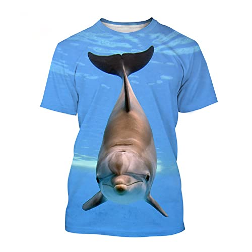UKEUBAI Tier Delfine 3D T-Shirt Mode Paar kurzärmelige Tops Unisex Speedo von UKEUBAI