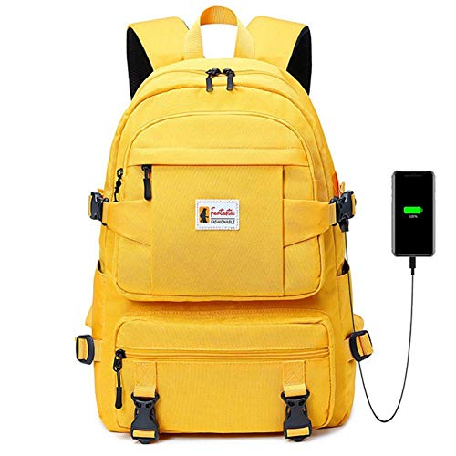UKKD Schultasche Mode Gelbe Rucksack Kinder Schultaschen Für Mädchen Wasserdichten Oxford Großen Schulrucksack Für Jugendliche,Gelb von UKKD