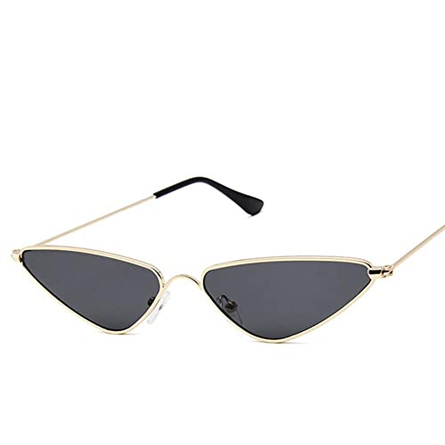 UKKD Sonnenbrille Damen Kleine Rahmen Sonnenbrille Mode Dreieck Metallrahmenbrille Beliebte Multicolor-Gold Gray von UKKD