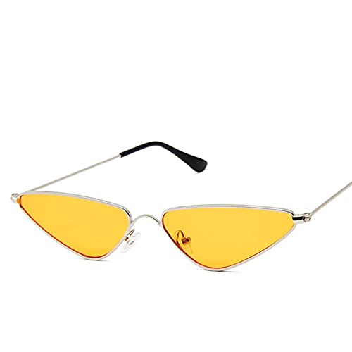 UKKD Sonnenbrille Damen Kleine Rahmen Sonnenbrille Mode Dreieck Metallrahmenbrille Beliebte Multicolor-Silver Orange von UKKD