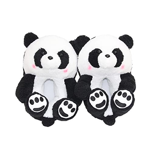 UKKO Hausschuhe Damen Winter Indoor Panda Frauen Hausschuhe Damen Niedliche Tiere Plüsch Warme Fuzzy Schuhe Paar Haus Schlafzimmer Fuzzy Hausschuhe Bären-F,35-40 von UKKO