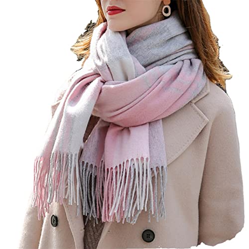 UKKO Kaschmirschal Winterwolle Karierte Frauen Plaid Kaschmirschals Gitter Großer Schal Und Wraps-Color 2,180X70Cm von UKKO