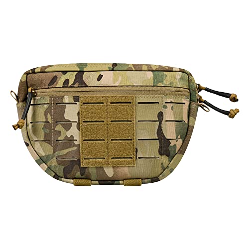 Taktische Tasche Fronttasche mit Klettverschluss befestigen 3 Farbe Admin Webbing MOLLE System Tasche mit Doppel-Reißverschluss Dump Beutel mit Mesh-Tasche Gummiband innen 9 "×5.9 "×1.3"(Multicam) von ULIONTAC