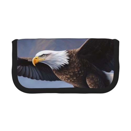 ULKMFFCF Federmäppchen aus bedrucktem Segeltuch mit fliegendem Adler, großes Fassungsvermögen, für Schule, Büro, Organizer, Stifttasche, Kosmetiktasche, Schwarz , Einheitsgröße, Schulranzen von ULKMFFCF