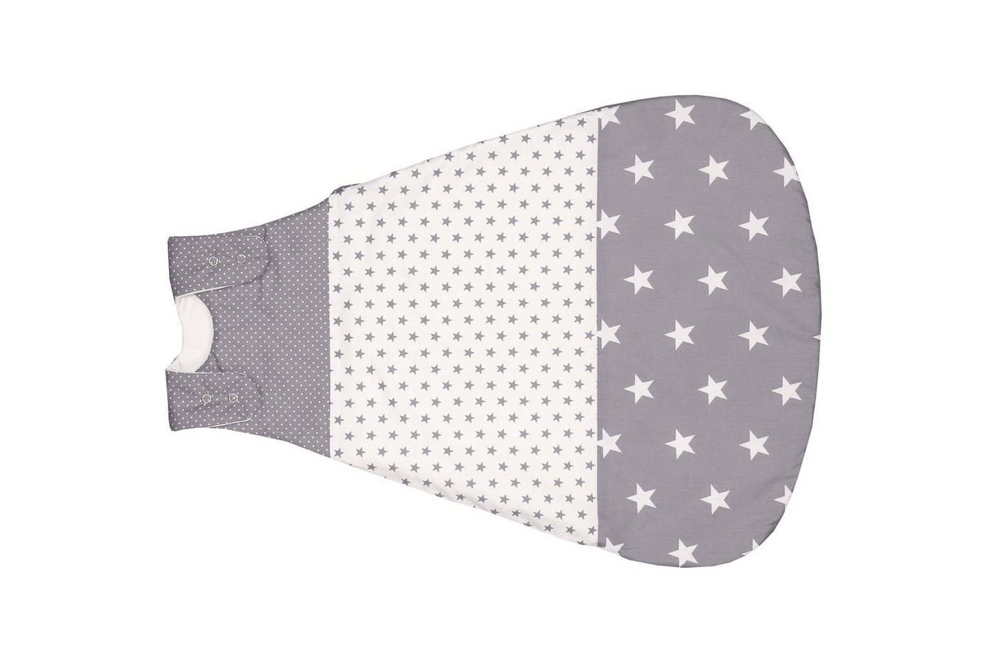 ULLENBOOM ® Babyschlafsack Baby Sommer-Schlafsack 56/62 (0 bis 4 Monate) Graue Sterne (Made in EU), Mitwachsender Schlafsack für Sommer von ULLENBOOM ®
