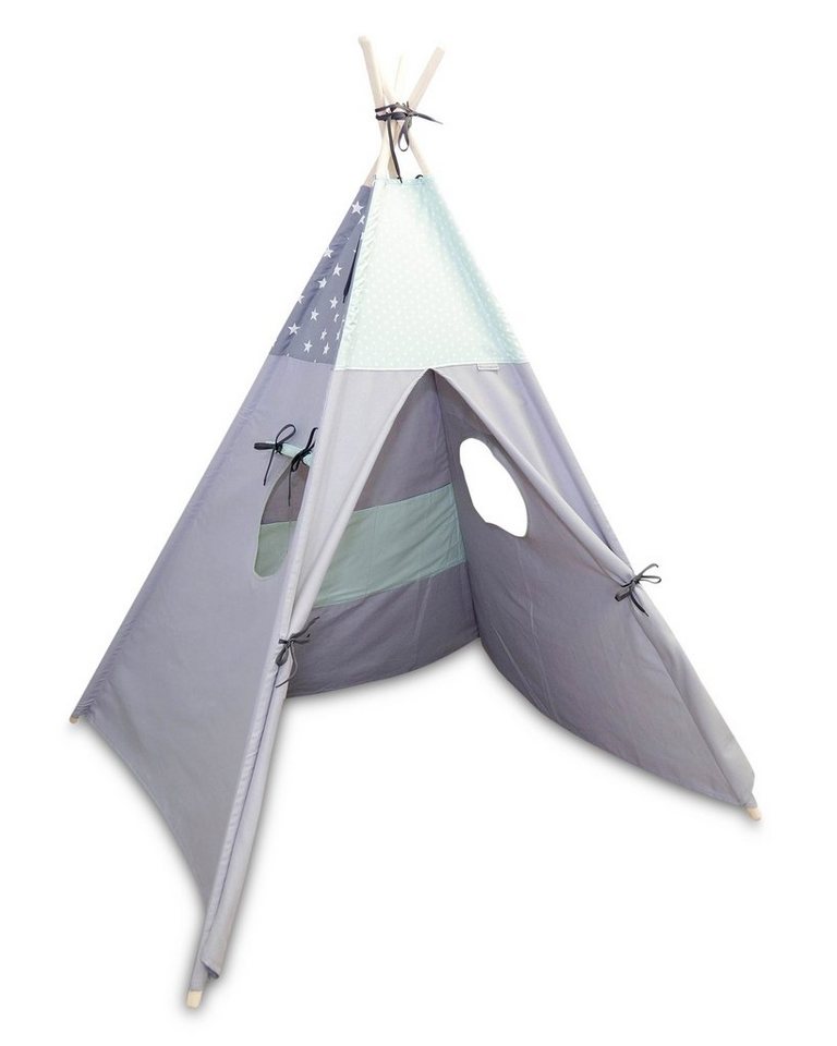 ULLENBOOM ® Spielzelt Tipi-Zelt für Kinder Mint Grau, Indoor & Outdoor geeignet Spielzelt für das Kinderzimmer, In vielen Designs von ULLENBOOM ®