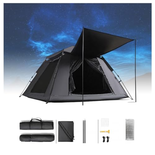 Zelt, 5000 mm Wasserdicht,Insektensicher,Sonnensicher Tent Camping mit Erweiterbare Veranda,Ventilationssystem 4 Mann Zelt für Wandercamping (4 Personen) von ULPYO