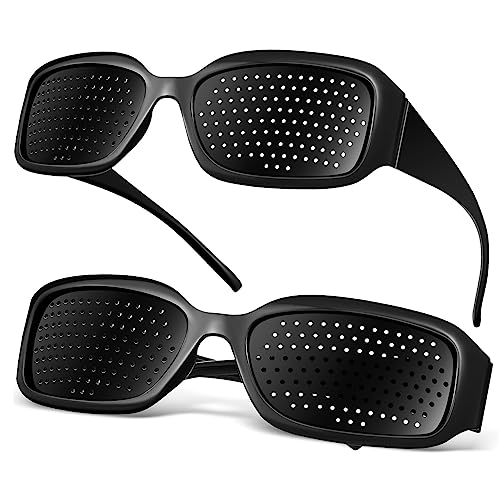ULTECHNOVO 2 Stück Gitterbrille Lochbrille, Lochbrille Augentrainer Lochbrille Anti-Ermüdungsbrille Schwarze Gitterbrille für Augenentspannungstraining von ULTECHNOVO
