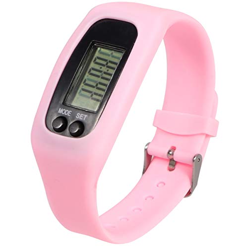 ULTECHNOVO Schrittzähler Sportuhr Fitnessuhr Silikon Smart Schrittzähler Wecker Schrittzähler Uhr Laufen Walking Zähler Zeitanzeige Band Für Damen Herren (Rosa) Modisches Armband von ULTECHNOVO