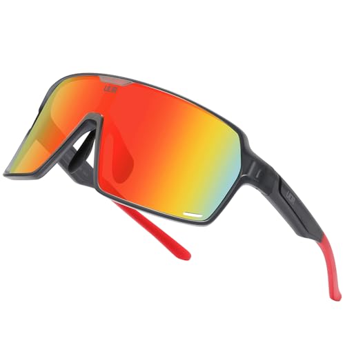 ULTR Sportbrille Herren SWIFT - Leichte Fahrradbrille Damen - Bequeme Sport Sonnenbrille mit Anti-Slip Pads - Schnelle Brille Rennrad, Joggen, Beachvolleyball & MTB Brille (Schwarz (Rotes Glas)) von ULTR