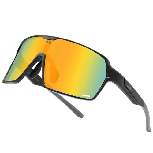 ULTR Sportbrille SWIFT, Sonnenbrille für Herren & Damen, TR90 Rahmen, für Sport wie Radfahren MTB Sportsonnenbrille Radbrille Sportbrille Fahren Angeln Baseball Laufen (Schwarz (Gelbes Glas)) von ULTR