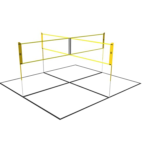 Umbro Spielnetz - Garten - 168 x 400 cm - 4 Fachs - Volleyballnetz - Badminton Netz - Schwarz/gelb von UMBRO