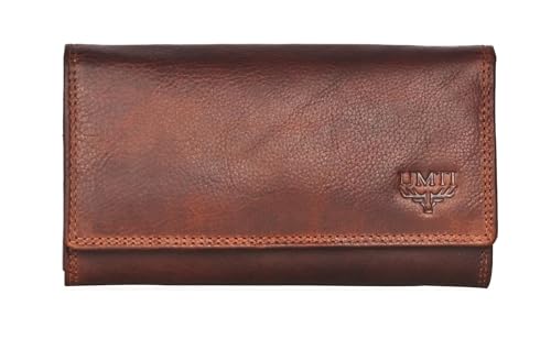 UMTI Leder Damenbörse Damen Geldbörse Börse 23- (95A) Damen Portemonnaie Damen Geldbörsen Brieftasche Damen Geldbeutel Damen Portmonee Damen Portmonai Cognac von UMTI