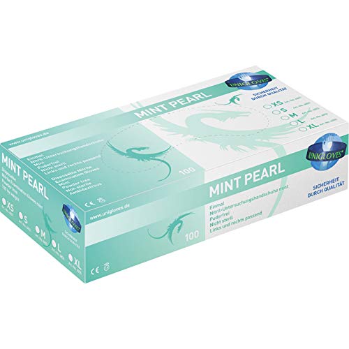 Unigloves Mint PEARL Nitril Handschuhe 6802 Einmalhandschuh grün Gr. S Small mintgrün von UNIGLOVES