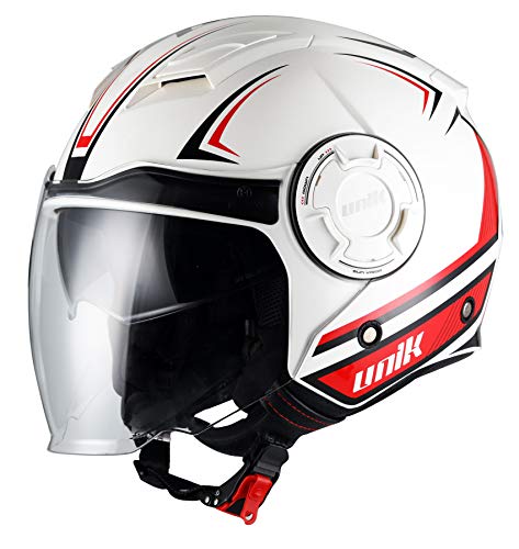 UNIK Herren Cj-11 Volt Jet Helmet with Solar Glasses, Colour-Volt White/Red, Size-Small Helm, Größe S von UNIK