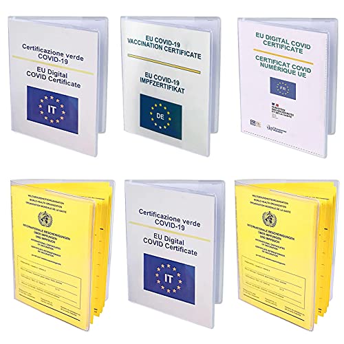 UNOLIGA Impfpass Hülle Alter Impfpass, 6 Stück Schutzhülle für Alter Impfausweis und EU-Impfzertifikat, Transparent, Reißfeste, Umweltfreundlich Impfpasshülle (105 x 148 mm) von UNOLIGA