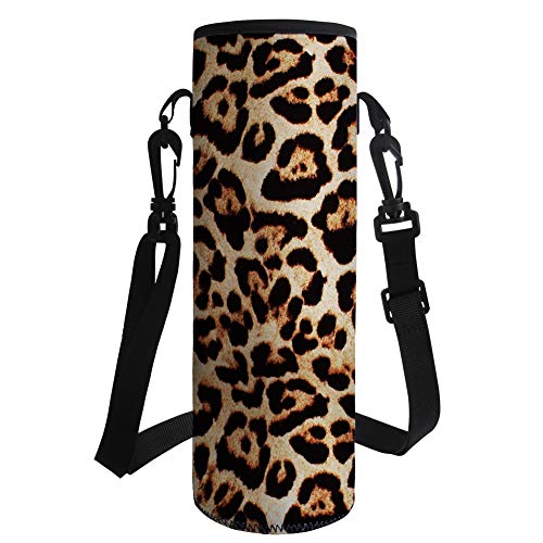 UOIMAG Neopren-Isolierter Flaschenträger mit Leopardenmuster, Schultergurt, Flaschenhüllen, Größe L, 1 l von UOIMAG