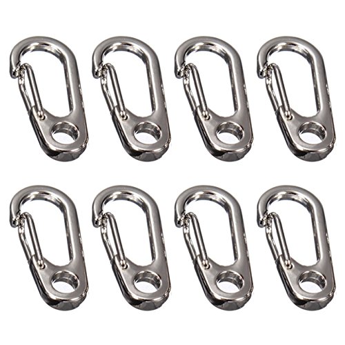 UOOOM 8 Stück Mini Karabiner Set, klein Karabinerhaken Schnapphaken, Metall D-Ring-Schnalle Clips Verschlüsse für Schlüsselanhänger Schlüsselbund (Silber) von UOOOM