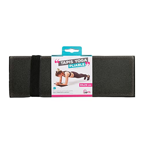 UPFIT - Aktivitätsmatte, Yogamatte – klein faltbar – Maße: 39 x 29 cm – Farbe: Schwarz – Gewicht: 25 g – elastisch, um die Matte gerollt zu halten – leicht zu verstauen und zu transportieren von UPFIT