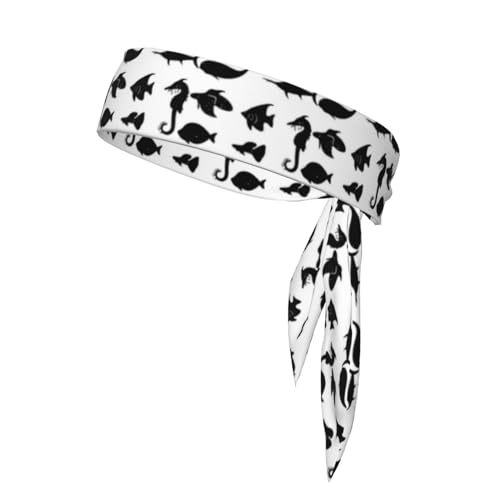 Schwarz-Weiß-Fisch-Stirnband, verstellbar, wendbar, für Outdoor-Sport, Freizeit, Yoga, Unisex, verstellbar von UPIKIT
