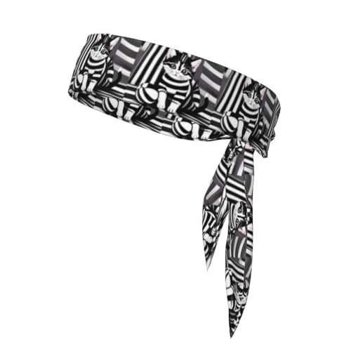 Schwarz-weiß gestreiftes Kätzchen-Haarband, verstellbar, wendbar, für Outdoor-Sport, Freizeit, Yoga, Unisex von UPIKIT