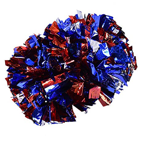 UPQRSG Cheerleading Pompons, Cheerleader Pompons, Metallfolien Pompons, Cheerleader Aerobic Pompons, Pompons für Tanz, Party, Schule, Sport, Wettbewerb(Silber+Rot+Blau) von UPQRSG