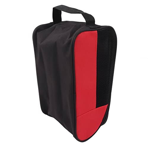 UPQRSG Golfschuhtasche für Männer und Frauen, Staubdichte, Atmungsaktive Golfschuhtasche, Tragbare Golfschuh Aufbewahrungstasche, Schuhtaschen mitReißverschluss für Outdoor Reisen(Schwarz Rot) von UPQRSG