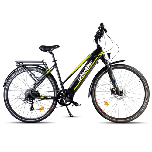 URBANBIKER Viena Trekking E Bike Gelb 28". Motor 250W, herausnehmbarer Lithium Akku 720 WH (48v 15Ah), für Damen und Herren, All Terrain E-Bike von URBANBIKER