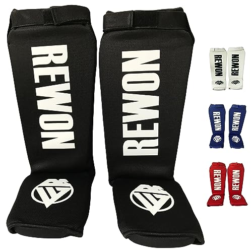 Rewon Gear Shin Instep cotton for Kickboxing Training, Muay Thai and Training Pads, Cotton Shin Instep Foam Protection, Leg Foot Protector for Martial Arts, Sparring, BJJ and Boxing Gear (XS, Black) von URBANSBEE