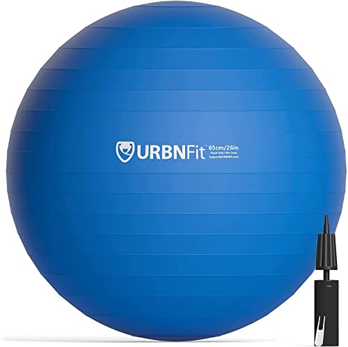 URBNFit Gymnastikball 55cm - Gymnastik Sitzball für Büro, Schwangerschaft, Sport - Pilates Ball, Yoga Ball - Balance & Fitnessball mit Pumpe (Blau) von URBNFit