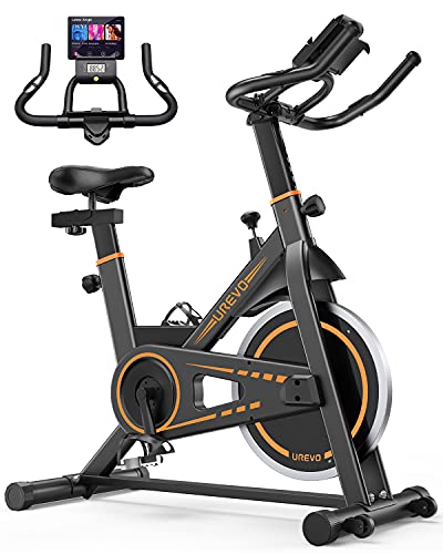Heimtrainer Fahrrad, UREVO 10kg Schwungrad Spinning Bike Indoor mit 120 kg Gewichtskapazität, einstellbarem Widerstand und LCD-Monitor für Heimtraining von UREVO