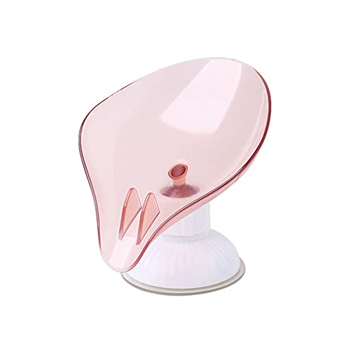 Soap Dish, Leaf Shaped Draining Soap Dishes, Rotatable Suction Cup Drain, Punch-Free Storage Case, Portable Soap Container Case Box Holder Organiser Keep Soap Dry For Bathroom, Shower Room Pink von URFEDA
