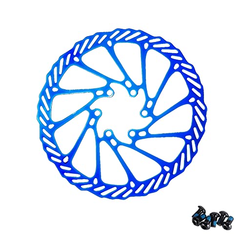 URFEDA Fahrrad Bremsscheibe 160mm 6 Loch Edelstahl Fahrrad Scheibenbremse mit 6 Schrauben Universeller Bremsscheibe für die meisten Fahrrad Rennrad Mountainbike BMX MTB, Blau, Durchmesser: 44mm von URFEDA