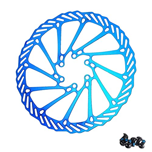 URFEDA Fahrrad Bremsscheibe 180mm 6 Loch Edelstahl Fahrrad Scheibenbremse mit 6 Schrauben Universeller Bremsscheibe für die meisten Fahrrad Rennrad Mountainbike BMX MTB, Blau, Durchmesser: 44mm von URFEDA