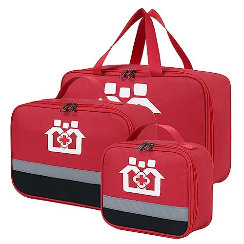 URFEDA Medizintasche Notfalltasche großes Fassungsvermögen wasserdicht medizinische Medizintaschen tragbar Leere Taschen Erste-Hilfe-Set Apotheke tragbare Medizintasche für Zuhause Reisen Rot S+M+L von URFEDA