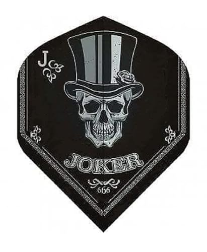 US Darts Set (15 Flights) schwarze Top Hat Joker Standard Dart Flights – 75 Mikron (schwarzer Totenkopf) von US Darts