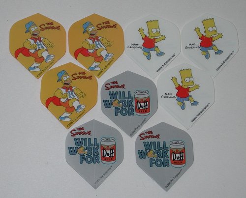 Uns Dartpfeile, 3 Sets (9 Flights) Simpsons Bart Homer Duff Standard Dart Flights von US Darts