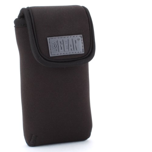 USA Gear Neopren-Schutztasche Flexible Tasche mit Karabiner und Gürtelschlaufe für kompakte Digitalkameras von Sony, Nikon Coolpix, Canon und mehr von USA Gear