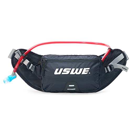 USWE Zulo Hydration Hip Pack – mit Organizer und Seitentaschen, federfreier Hüftgurt (2 l, schwarz) von USWE