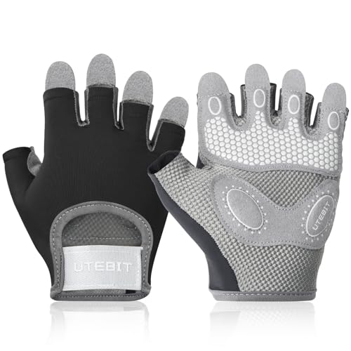 UTEBIT Fitness Handschuhe, Atmungsaktive Trainingshandschuhe mit Mikrofasergewebe, Rutschfester Silikon Gym Handschuhe für Crossfit, Radsport, Sporthandschuhe für Damen und Herren,S von UTEBIT