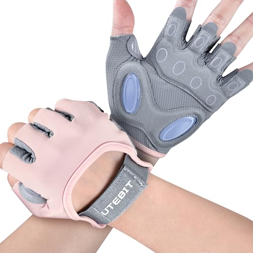 UTEBIT Fitness Handschuhe, Atmungsaktive Trainingshandschuhe mit Mikrofasergewebe, Rutschfester Silikon Gym Gloves Gewichtheben Handschuhe, Sporthandschuhe für Damen von UTEBIT