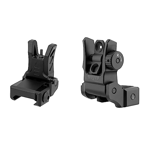 UTG MNT-755 Visier schwarz One Size & UTG Low Profile Flip-up Rear Sight with Dual Aiming Aperture MNT-955 Visier schwarz, one Size von UTG