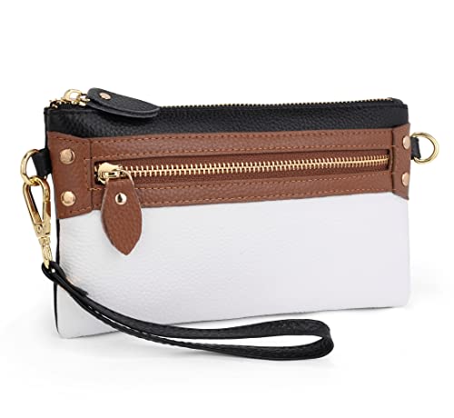 UTO Damen Portemonnaie Elegante Echtes Leder Mehrzwecktasche als Gürteltasche Brusttasche Umhängetasche Clutch Geldbörse mit Armband Für Reise Bummel Mischung von UTO