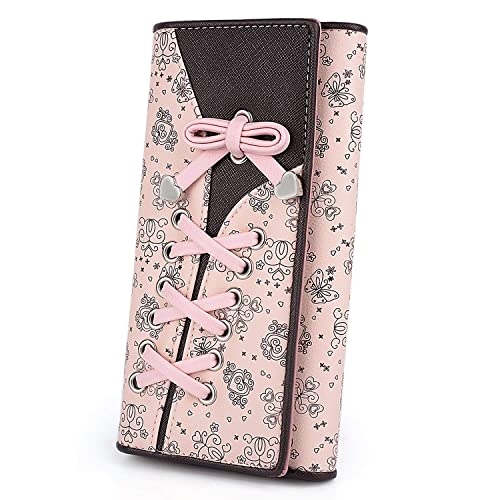 UTO Geldbörse Damen Mädchen PU Leder Langes Portemonnaie Clutch Nette Schleife Portmonee Frauen Große Kapazität Brieftasche für Valentinstag Muttertag Geburtstag Gedenktag Weihnachten Neujahr Rosa von UTO