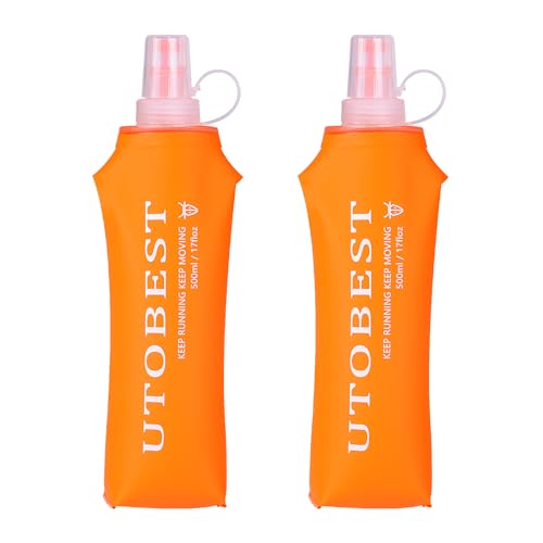 UTOBEST Soft Flask, TPU faltbare Trinkflaschen, Wasserflasche BPA-Frei Sportflasche für Trinkrucksack, Fahrrad, Wandern, 250ml/350ml/500ml von UTOBEST