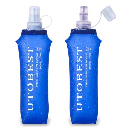 UTOBEST Soft Flask, TPU Faltbare Trinkflaschen, Wasserflasche BPA-Frei Sportflasche für Trinkrucksack, Fahrrad, Wandern, 250ml/350ml/500ml von UTOBEST
