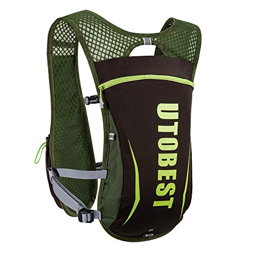 UTOBEST laufrucksack Ultraleicht Trinkrucksack 5L für Laufen,Running,Marathon,Radfahren (Grün) von UTOBEST