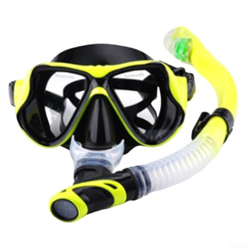 Schnorchelset für Erwachsene, gehärtetes Glas, Tauch-Gesichtsschutz für Sicherheit (gelb) von UTTASU