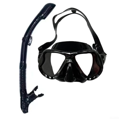Schnorchelset für Erwachsene, gehärtetes Glas, Tauch-Gesichtsschutz für Sicherheit (schwarz) von UTTASU