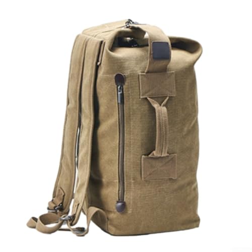 Segeltuch-Rucksack mit mehreren Taschen, ideal für Reisen, Sport und Camping, khaki, B von UTTASU